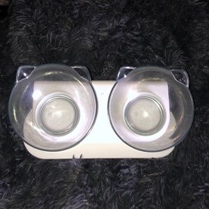 Plastic Cat Food and Water Bowls